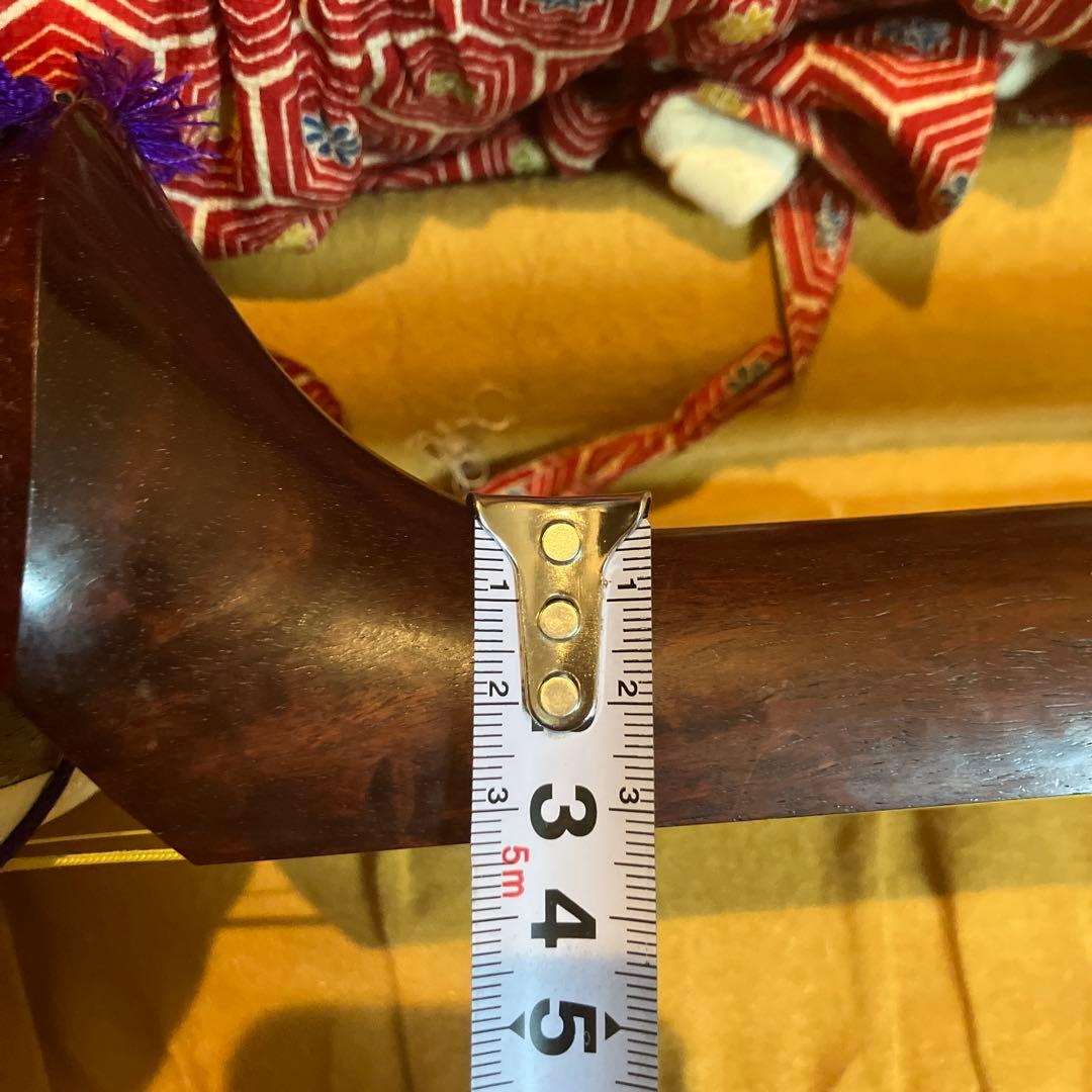 【太棹】三味線 溝 紅木　五厘太　綾杉胴　全長約95cm ハードケース付き