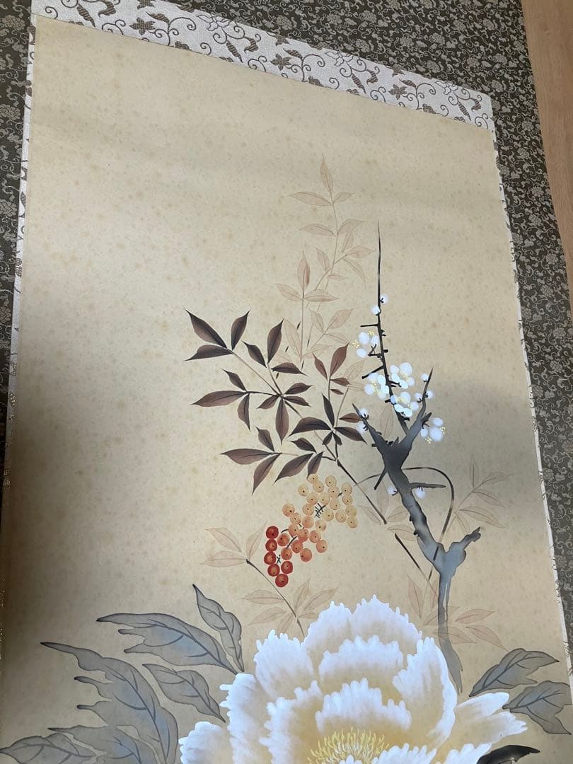 メ3602  掛け軸　四季草花　佐藤雅美作