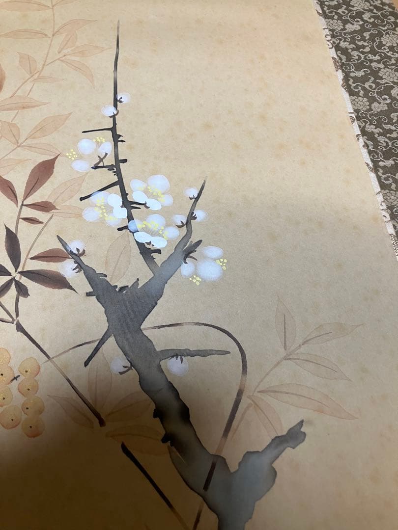 メ3602  掛け軸　四季草花　佐藤雅美作