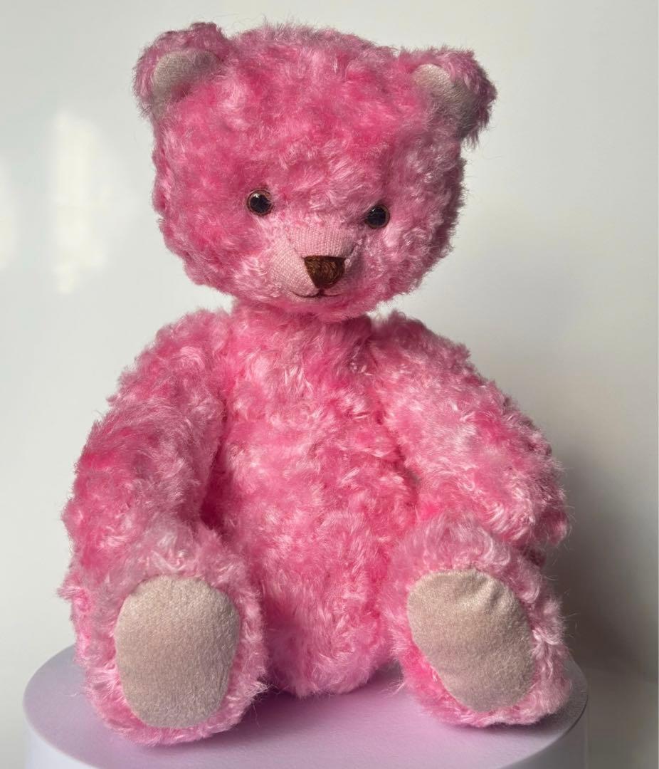 ストロベリーピンクのくまちゃん テディベア 海外作家様 ハンドメイド