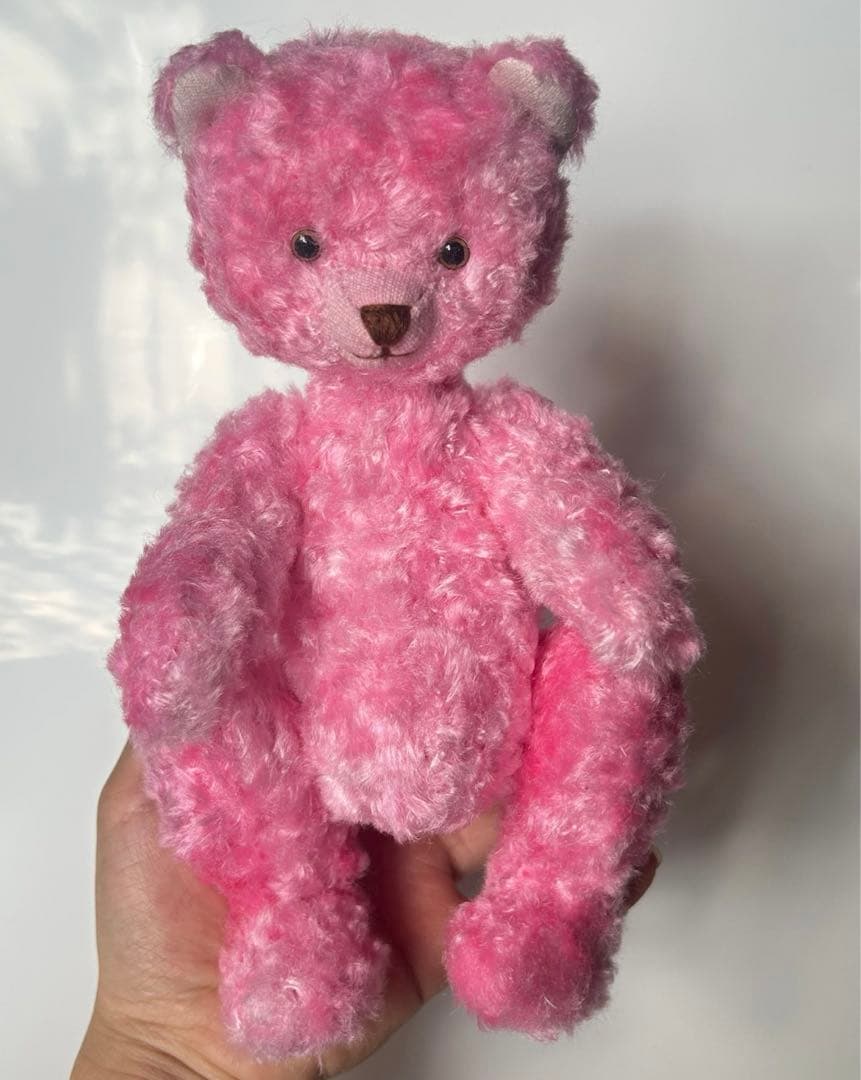 ストロベリーピンクのくまちゃん テディベア 海外作家様 ハンドメイド