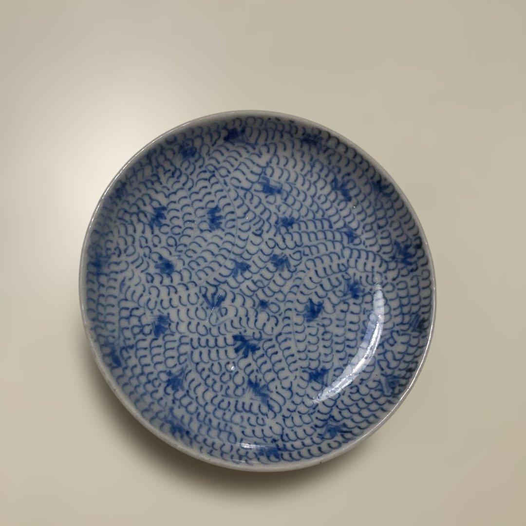 古伊万里　 微塵唐草　骨董　アンティーク おちょこ　豆皿　2点セット