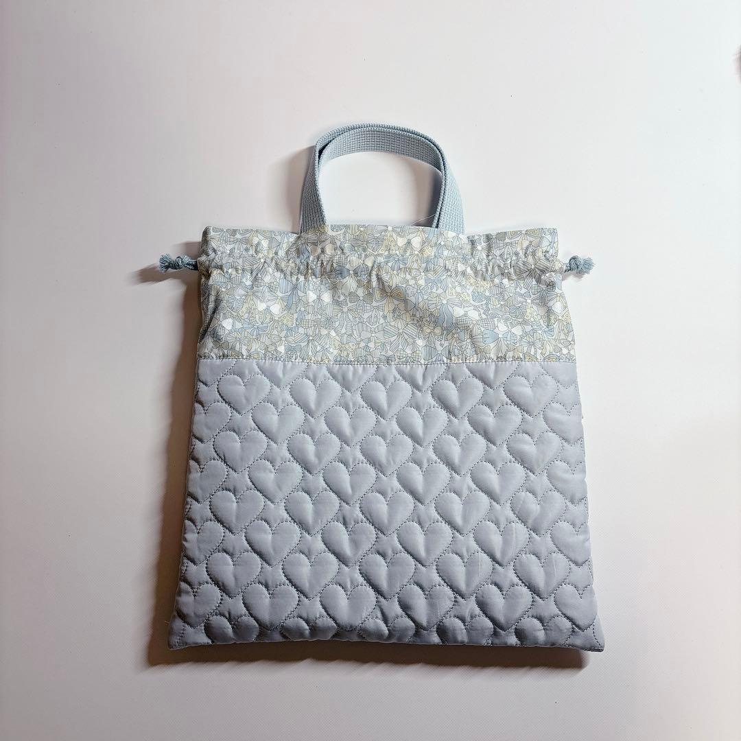 ®️様　レッスンバッグ　上履き袋　体操着袋　ヌビ　キルト　ハート　防災頭巾カバー