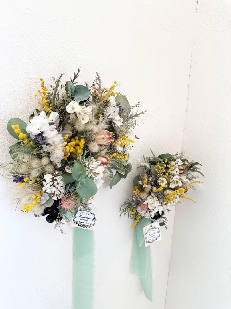 ＊ミモザとスターチスの優しいハーフリース＊ 28㌢ ナチュラル