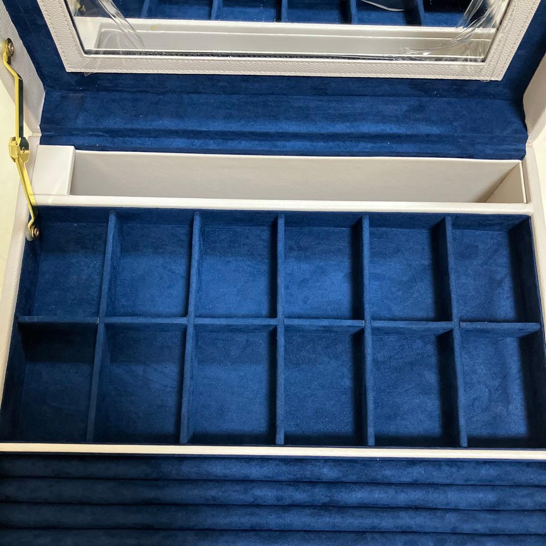 【新品未使用】グレー5層鏡面蓋 大容量 ジュエス宝石時計ブレスレット収納BOX