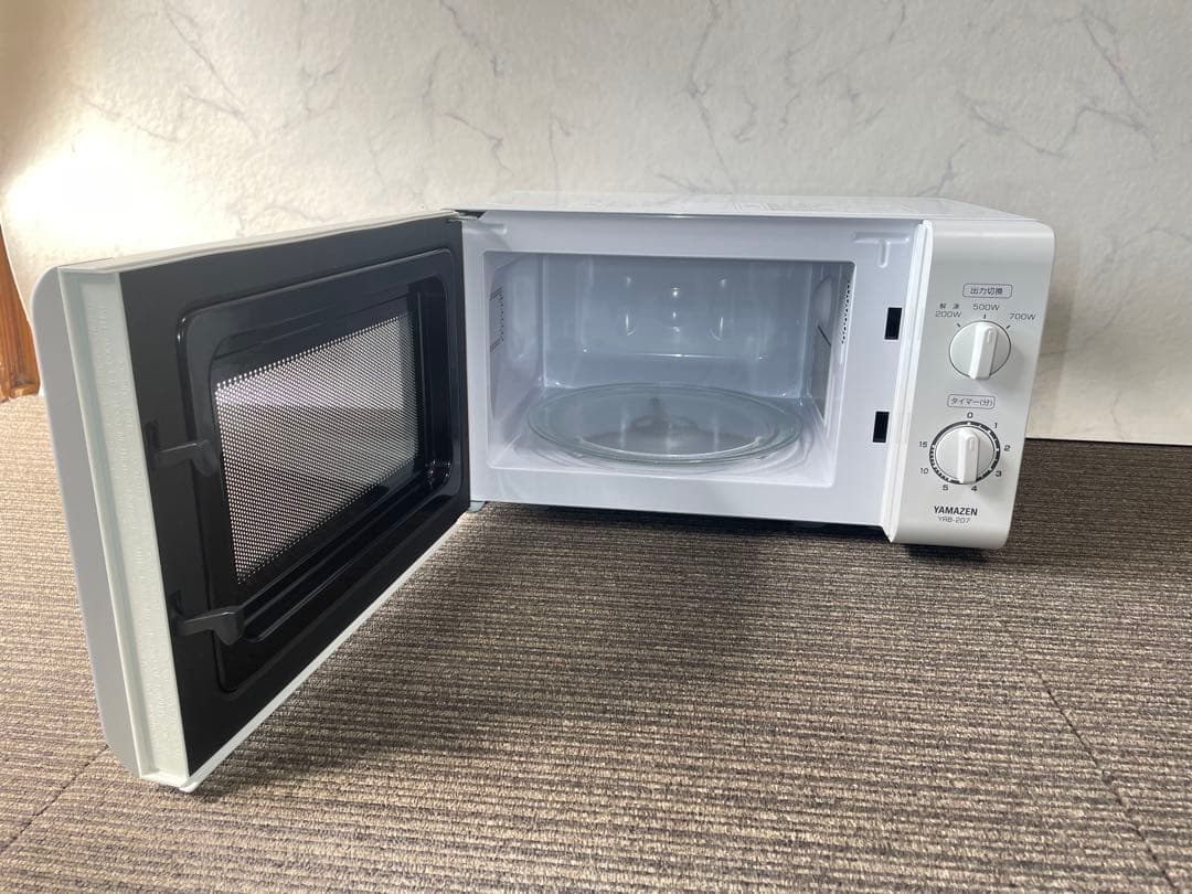 998 山善 ホワイト電子レンジ ターンテーブル 横開き 60Hz 一人暮らし