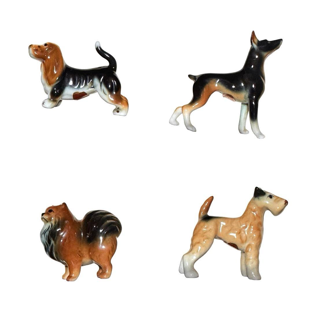 犬 置物 ミニチュア 20匹 Bone China SHIKEN 陶器製 棚付