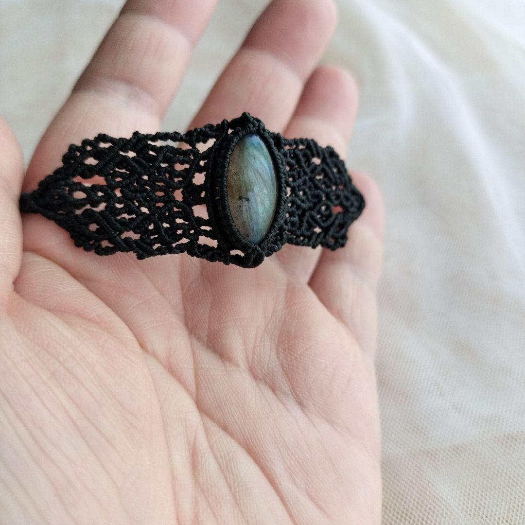 ラブラドライト　マクラメ編みブレスレット