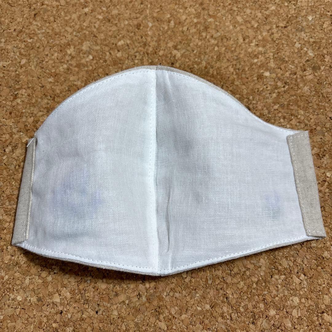ラベンダー　花刺繍入　マスク　ハンドメイド