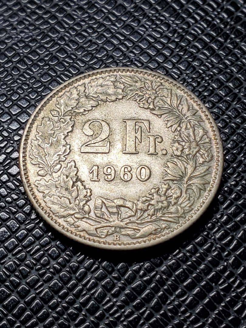 2482. 　銀貨　1960年　スイス　2フラン　ヘルヴェティア像