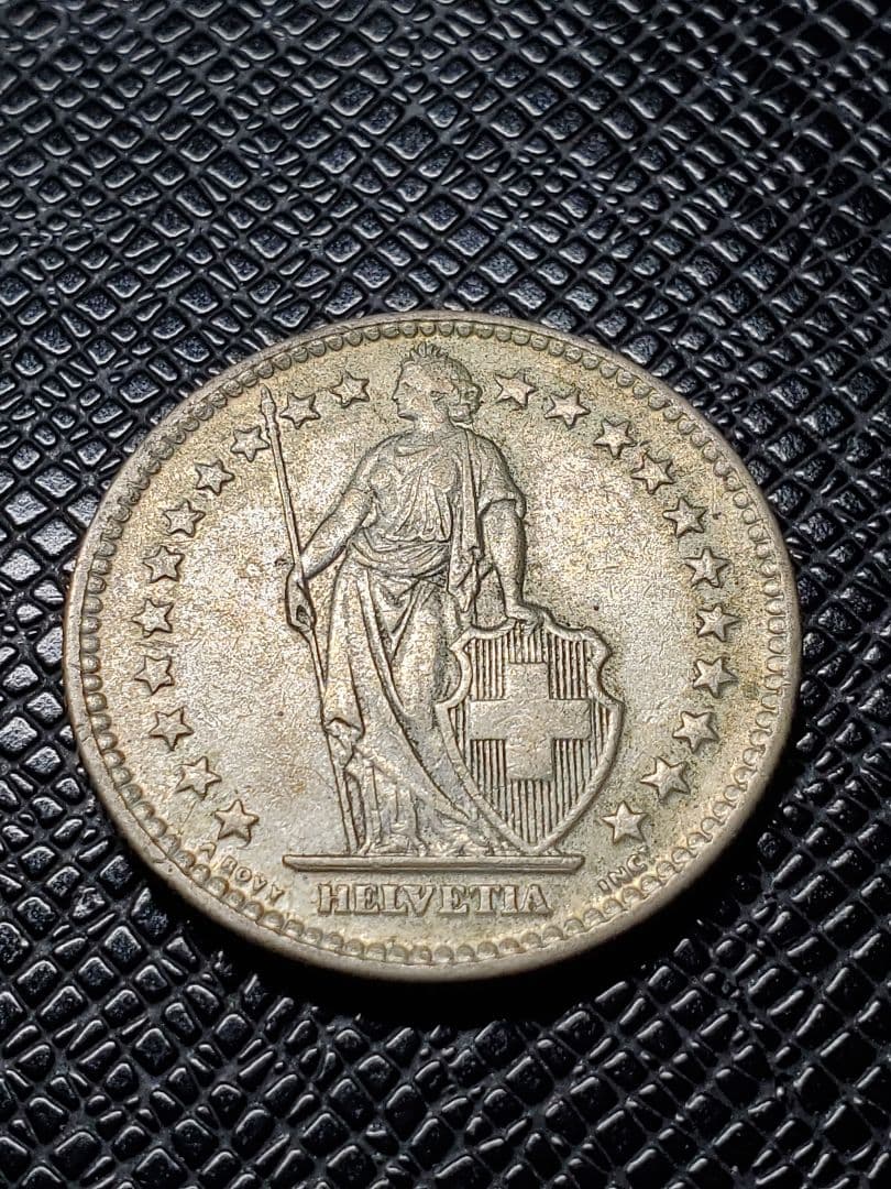 2482. 　銀貨　1960年　スイス　2フラン　ヘルヴェティア像
