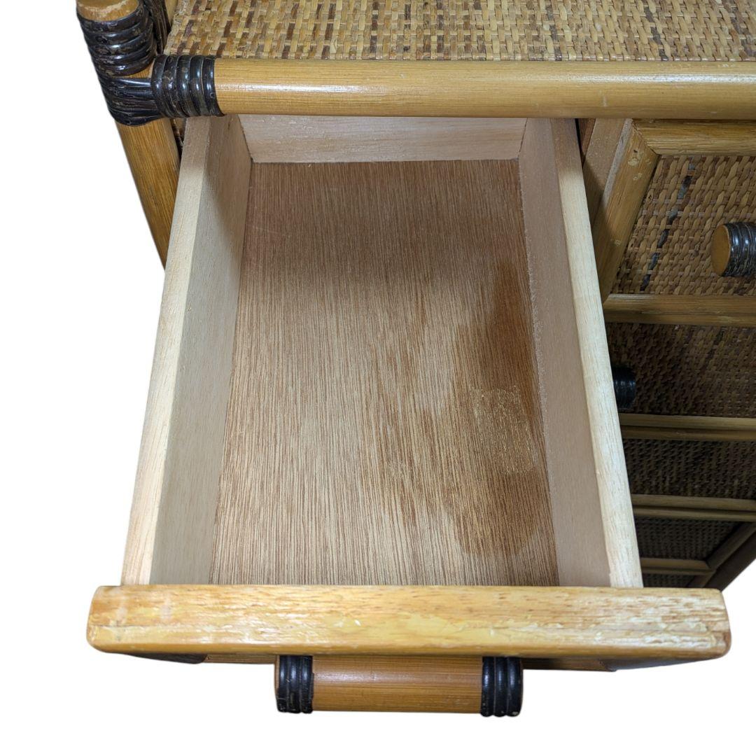 籐 ラタン 5段 チェスト タンス 引き出し 引出し ヴィンテージ風