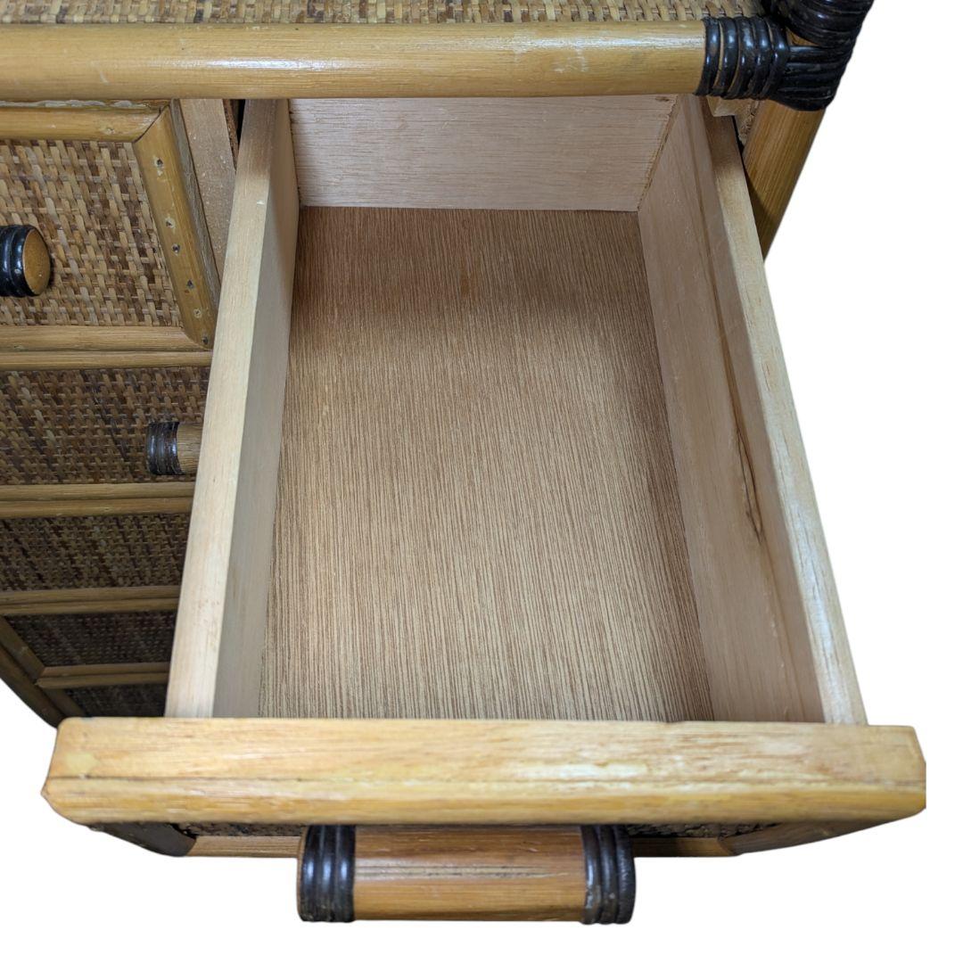 籐 ラタン 5段 チェスト タンス 引き出し 引出し ヴィンテージ風