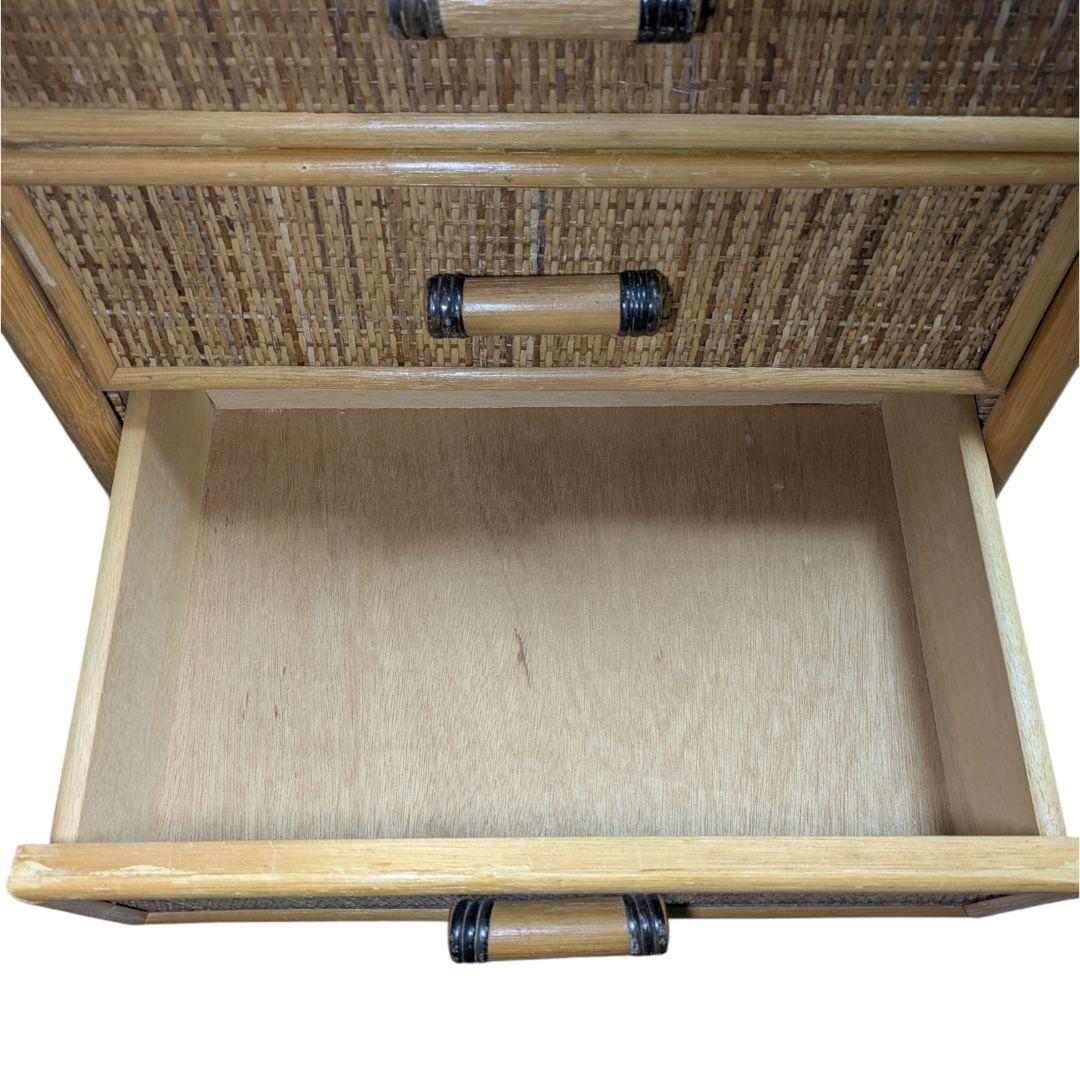 籐 ラタン 5段 チェスト タンス 引き出し 引出し ヴィンテージ風