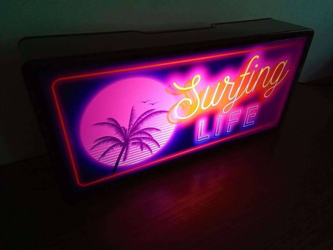 サーフィン カリフォルニア ライフ 看板 置物 雑貨 LED2wayライトBOX