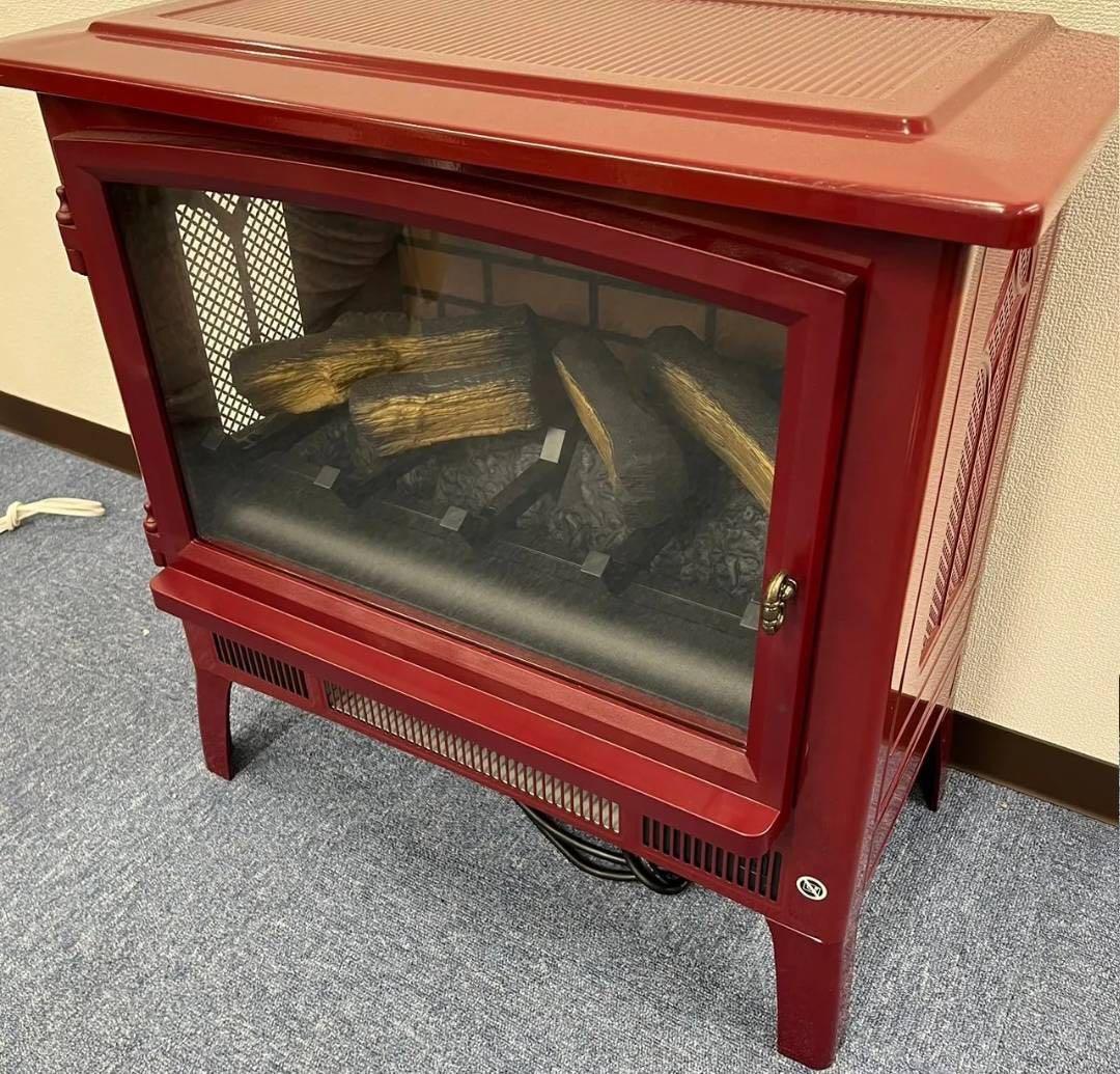 QVCジャパン 暖炉風電気温風機 暖炉型ファンヒーター パワーヒート ラージ赤