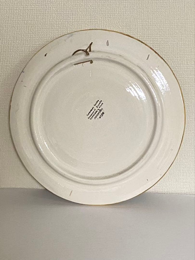 飾り皿 壁掛けセビリア焼24k金彩 絵皿 陶器 年代物 36cm
