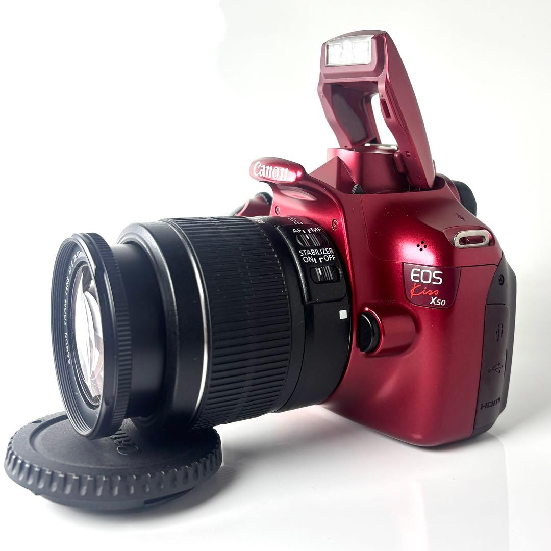 ✨すぐ使えます✨Canon EOS Kiss X50 ワインレッド 付属品セット