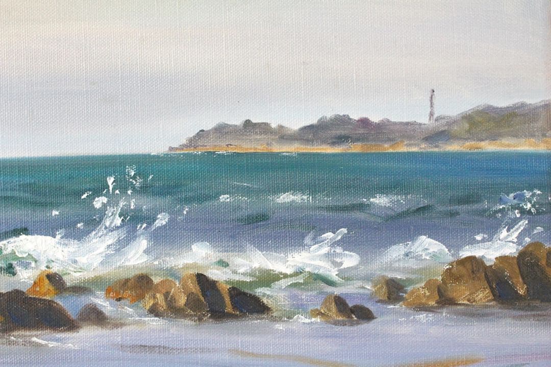 No4833 額装　川村嘉久「能登晴るる」　油彩画　F6号　昭和49年　送料無料