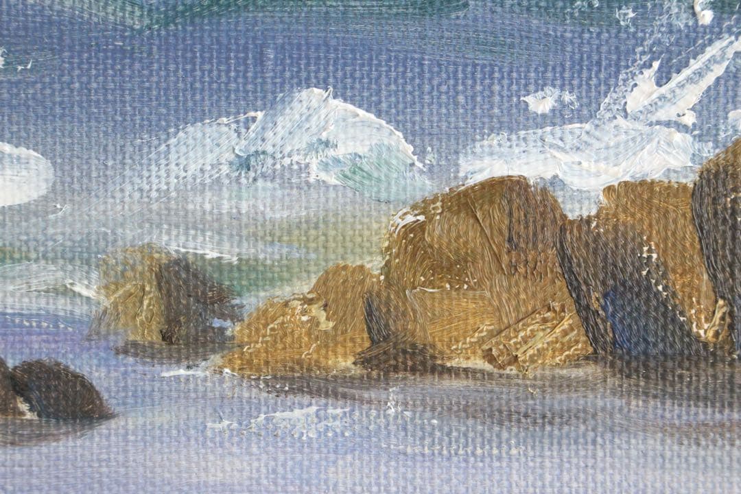 No4833 額装　川村嘉久「能登晴るる」　油彩画　F6号　昭和49年　送料無料