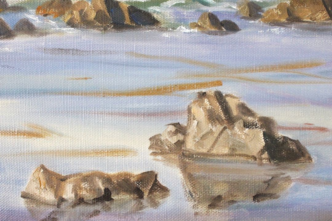 No4833 額装　川村嘉久「能登晴るる」　油彩画　F6号　昭和49年　送料無料