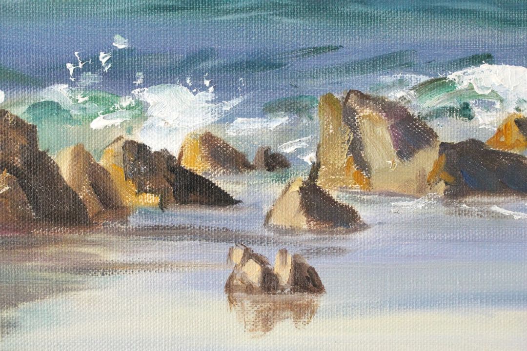 No4833 額装　川村嘉久「能登晴るる」　油彩画　F6号　昭和49年　送料無料