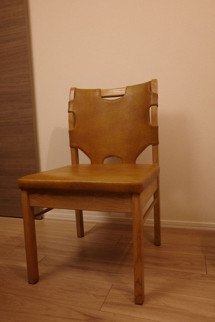 【希少】オールドマルニ　マルニ木工　孔雀ロゴ/ヴィンテージ　レザーチェア/椅子