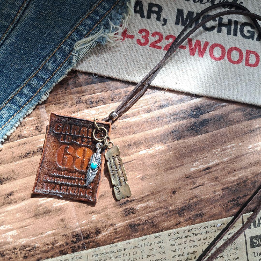 ★ナンバー68★レザーネックレス★