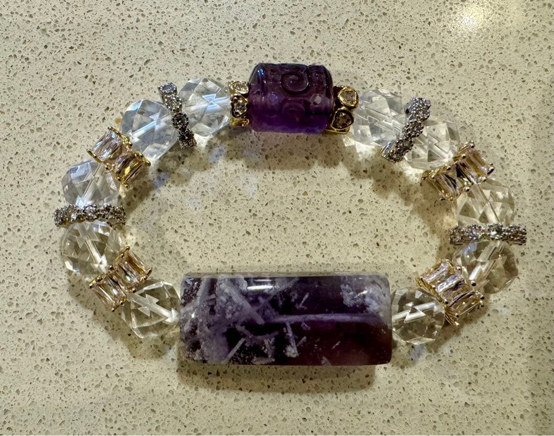 【一点物】キラキラデ　フローライトと水晶　風の時代