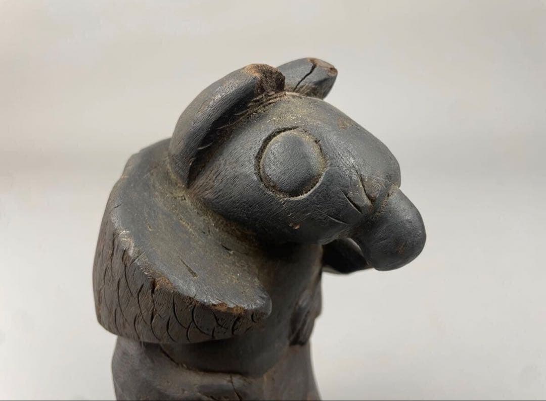 初出し 李朝工芸 李朝時代 古木製 彫刻 置物 鳥 魚 仏像 オブジェ 希少うぶ