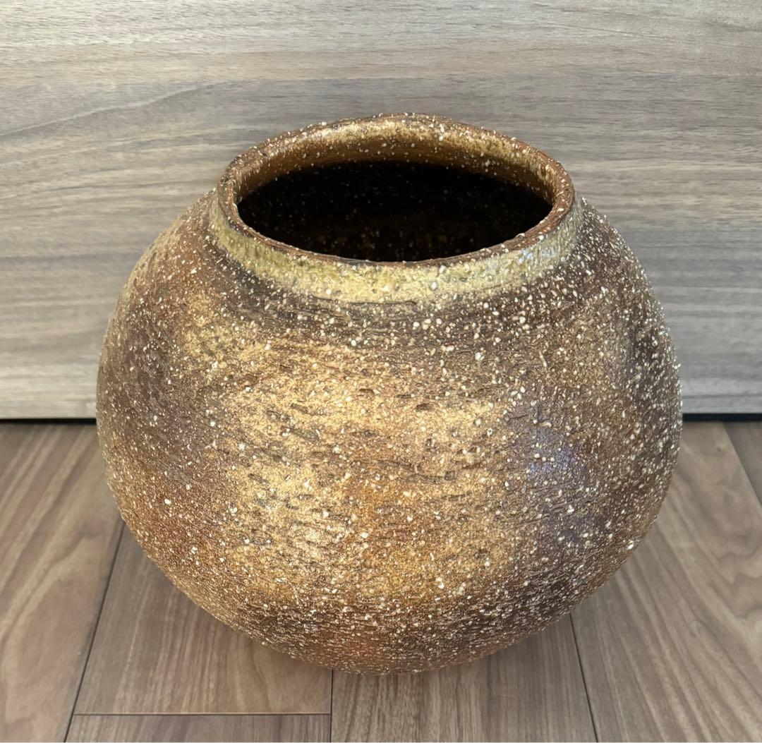 信楽　花瓶　信山作