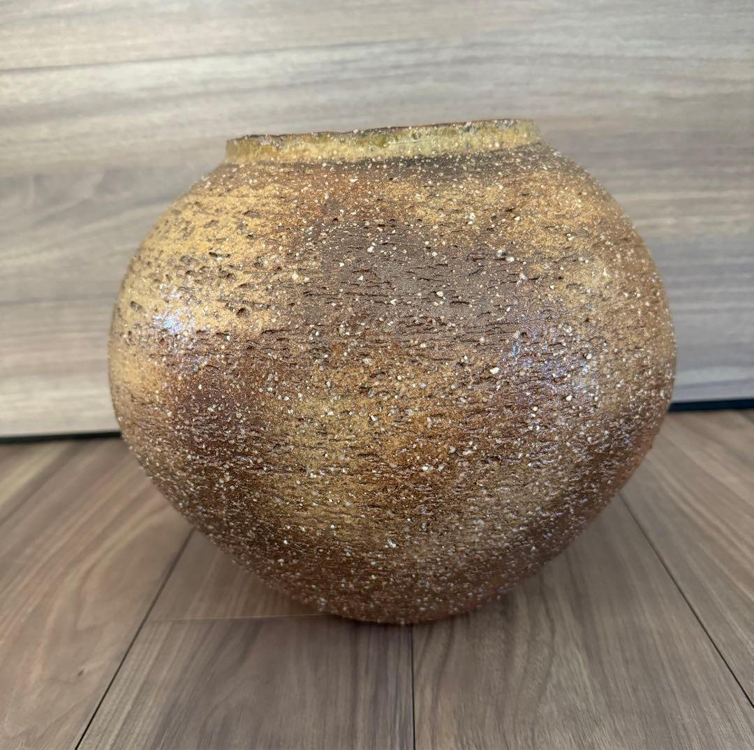 信楽　花瓶　信山作