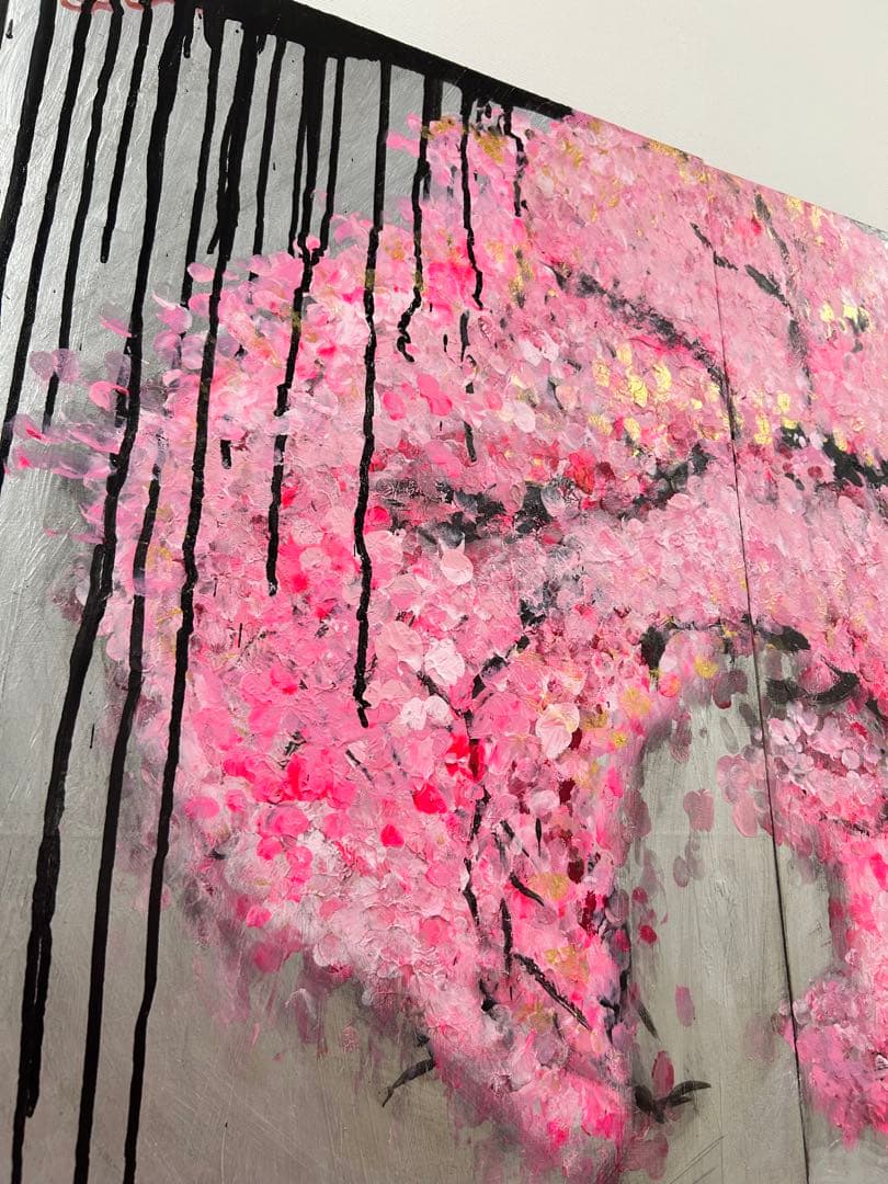 『心流ノ刻』　抽象絵画　桜
