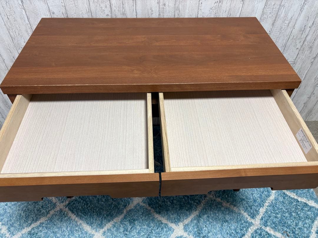 【ベルメゾン】天然木アルダー材　デスク　ブラウン