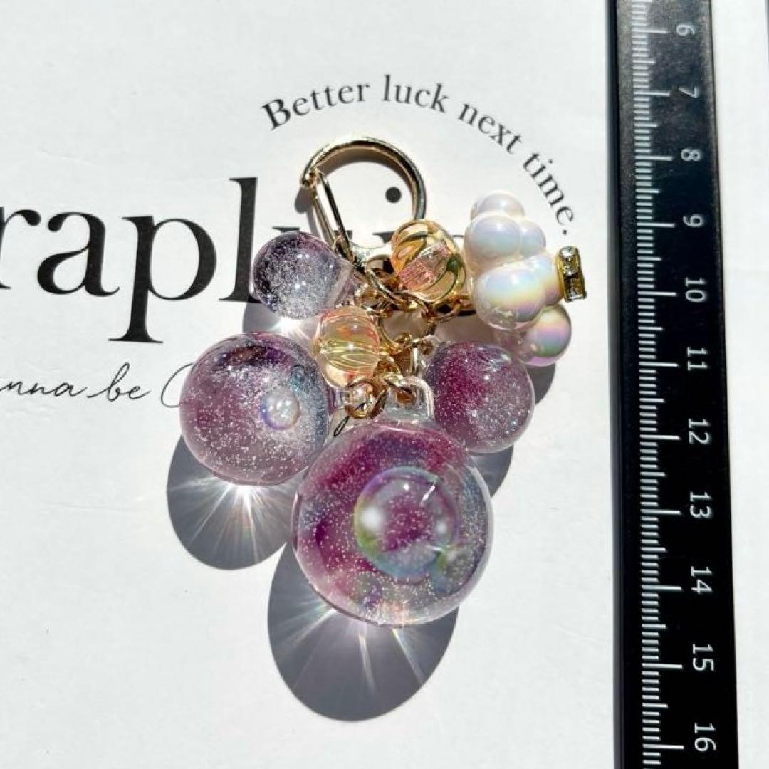 レジンキーホルダー　シャボン玉　ピンク　雲　ハンドメイド