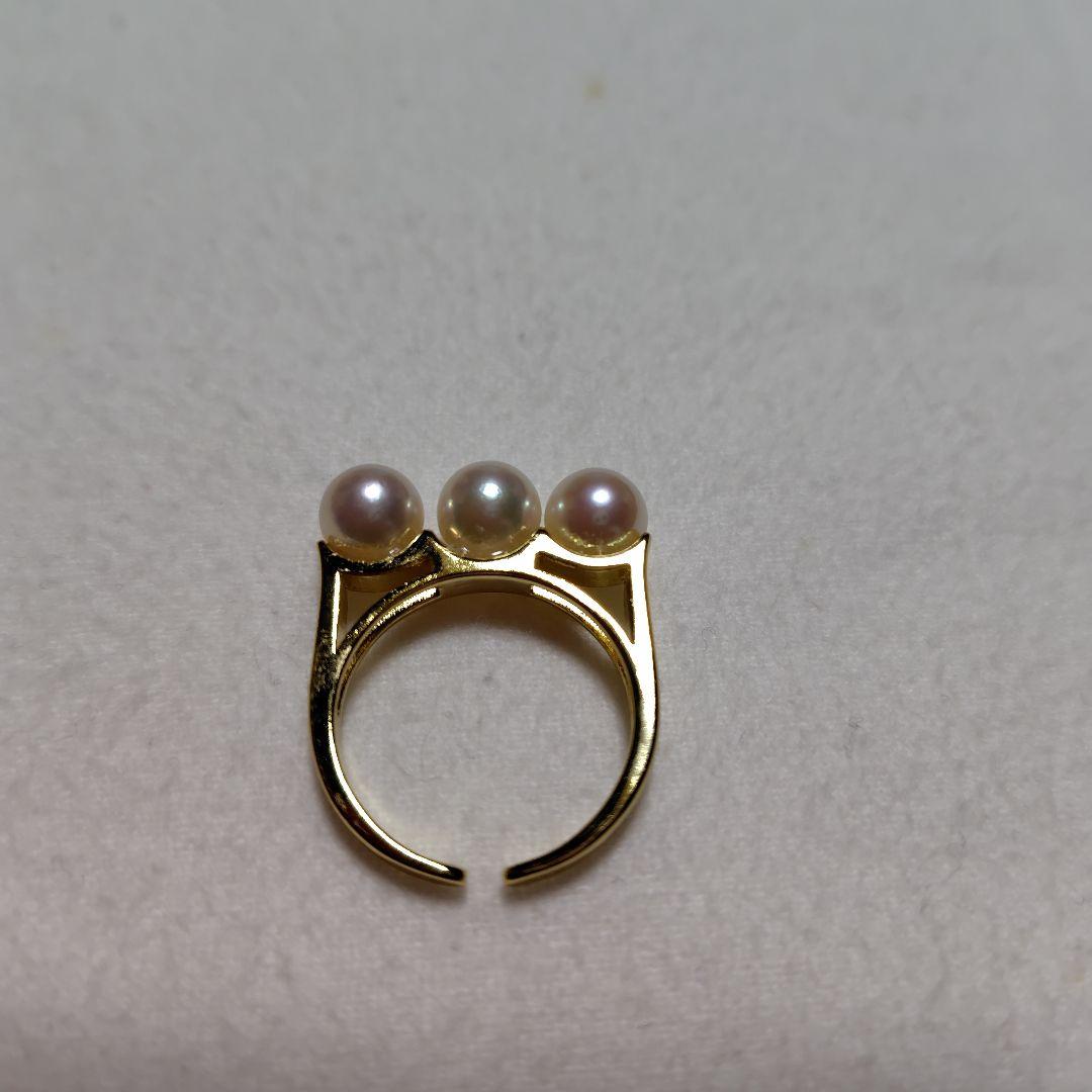 専用です あこや真珠3連オープンリング6㍉　（R369）2点セット