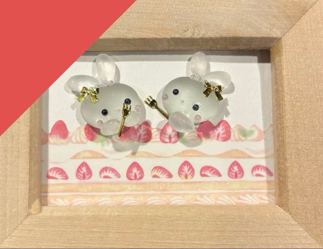 うさぎさんの大きなショートケーキ♡ シーグラスアート