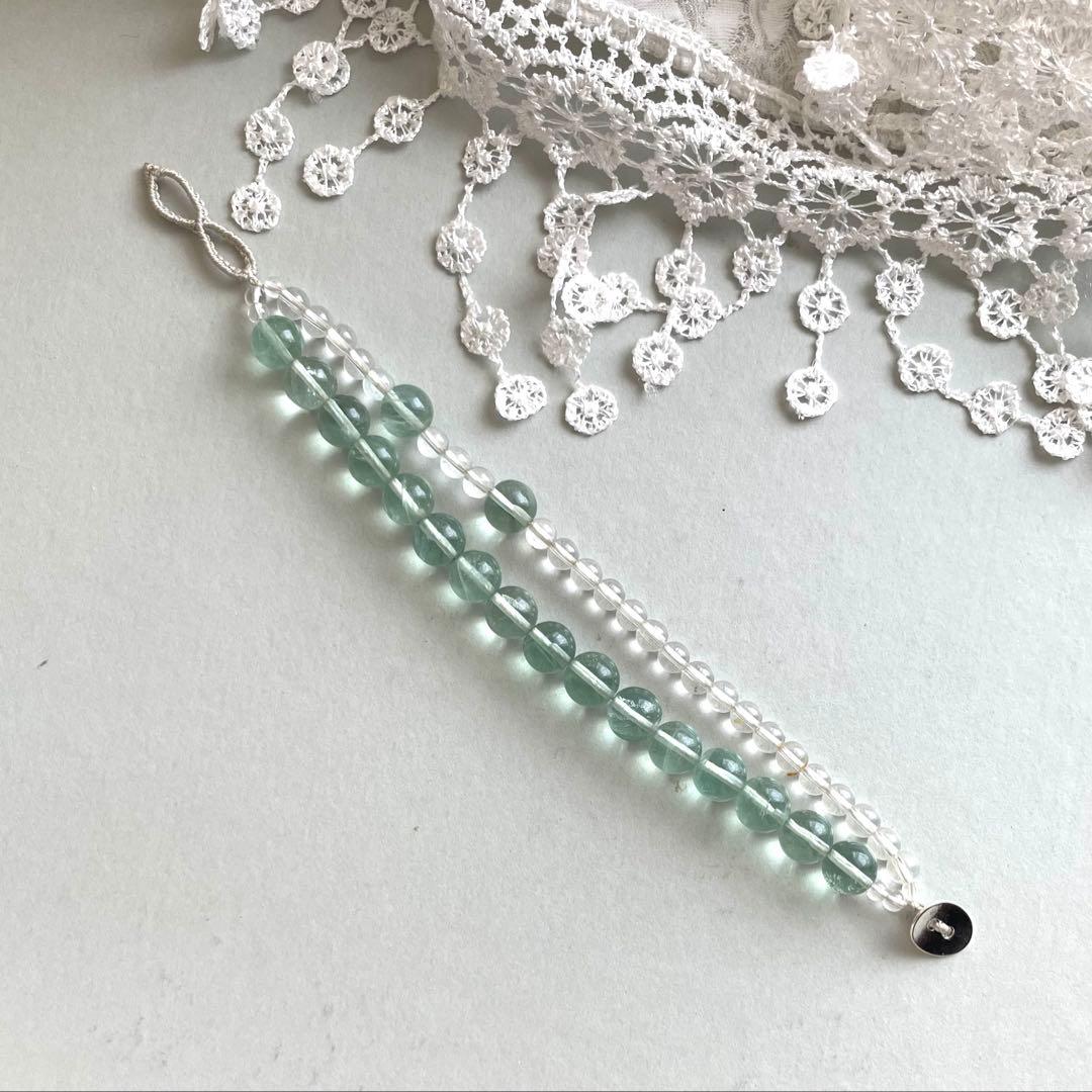 フローライトブレスレット　２連　天然石　パワーストーン　金属アレルギー対応