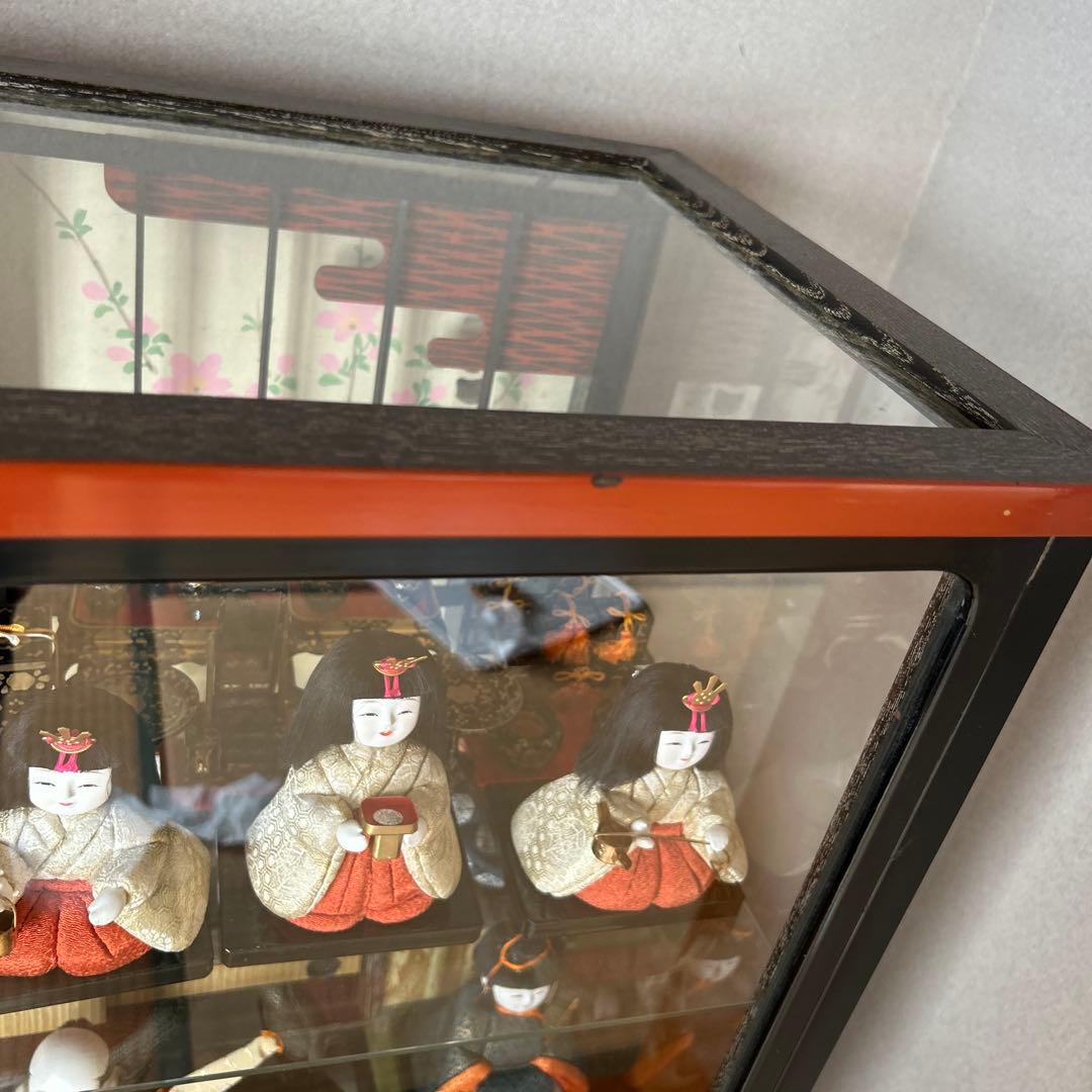 初代米州木目込み雛人形セット 15体 木製飾り台付き　昭和レトロ