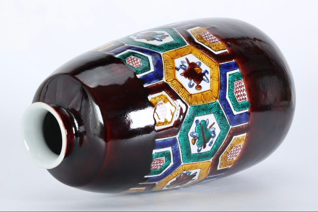 九谷焼 徳田八十吉 古九谷写 花器 壺 共箱付 高28.5㎝ 飾壺 古美術 骨董