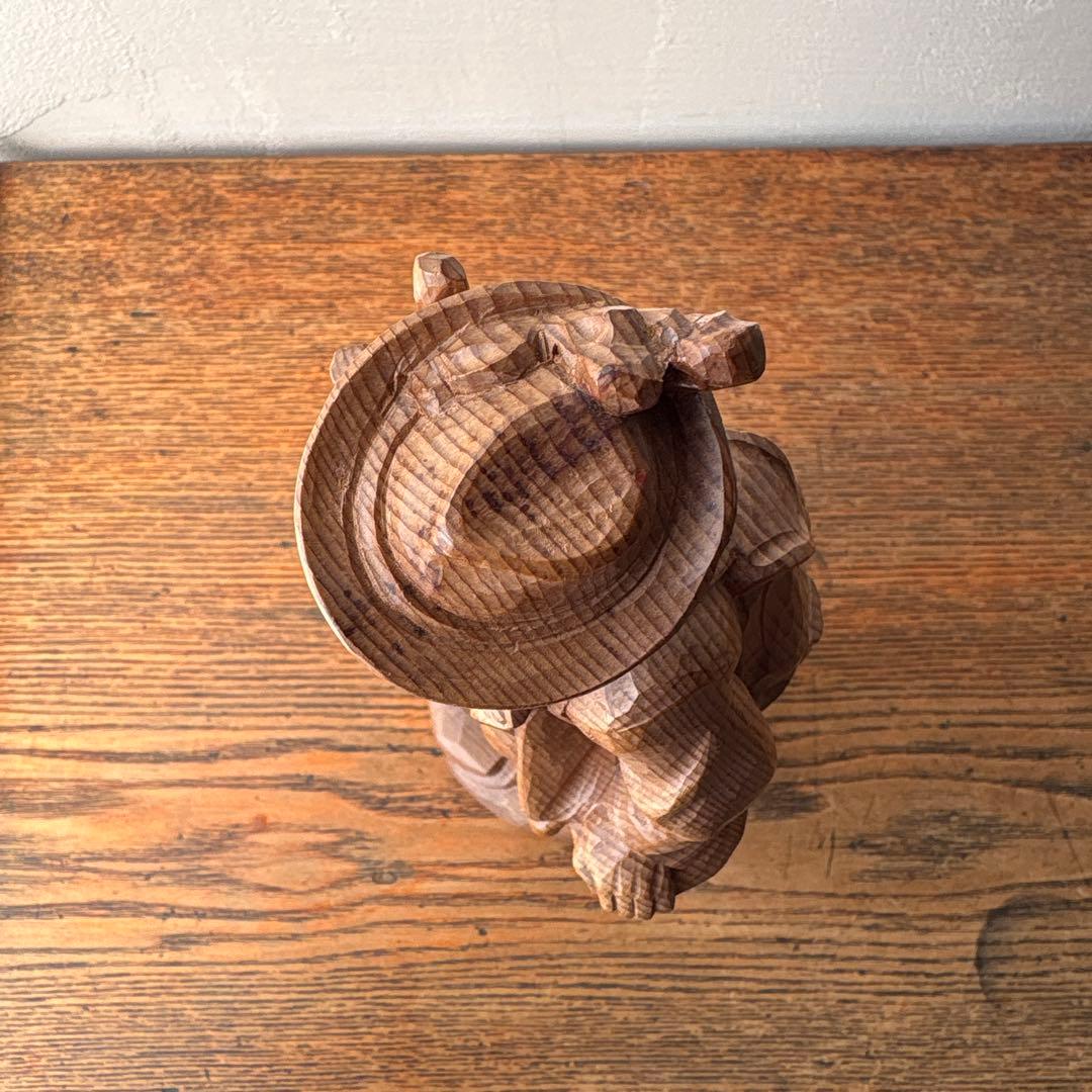 木製 木彫り オブジェ 人物像 全身像 民芸 ドイツ 猟師 犬