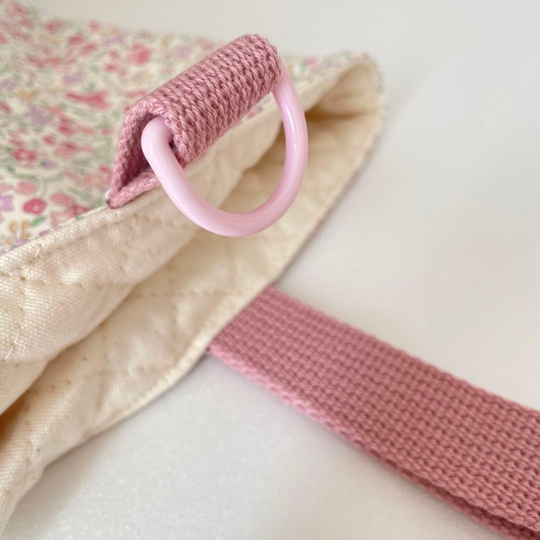 入園・入学　花柄　くすみピンク　レッスンバッグ、上履き入れ、着替え袋、給食袋