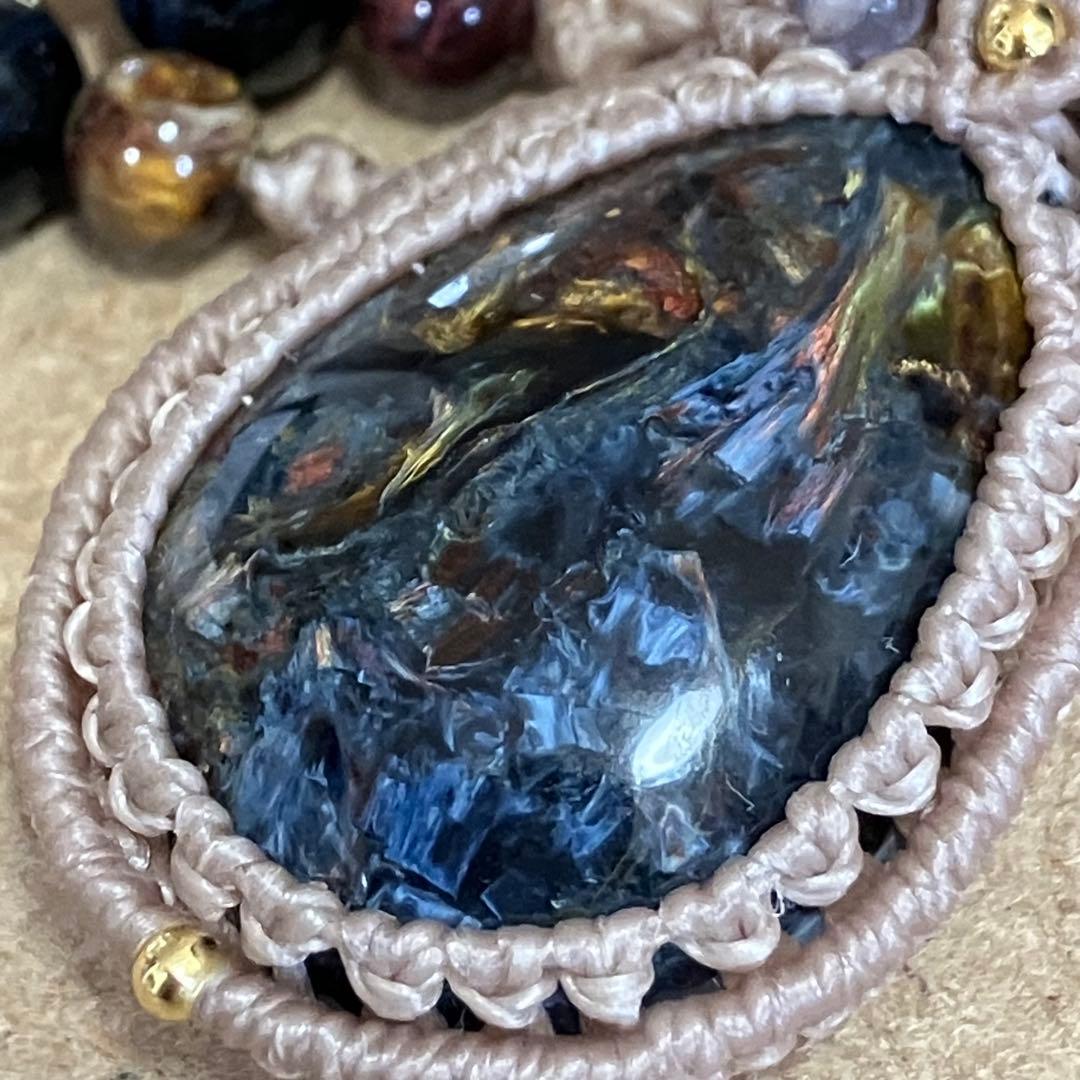 ピーターサイト　 マクラメ　ネックレス　ペンダント　マクラメ編み　天然石