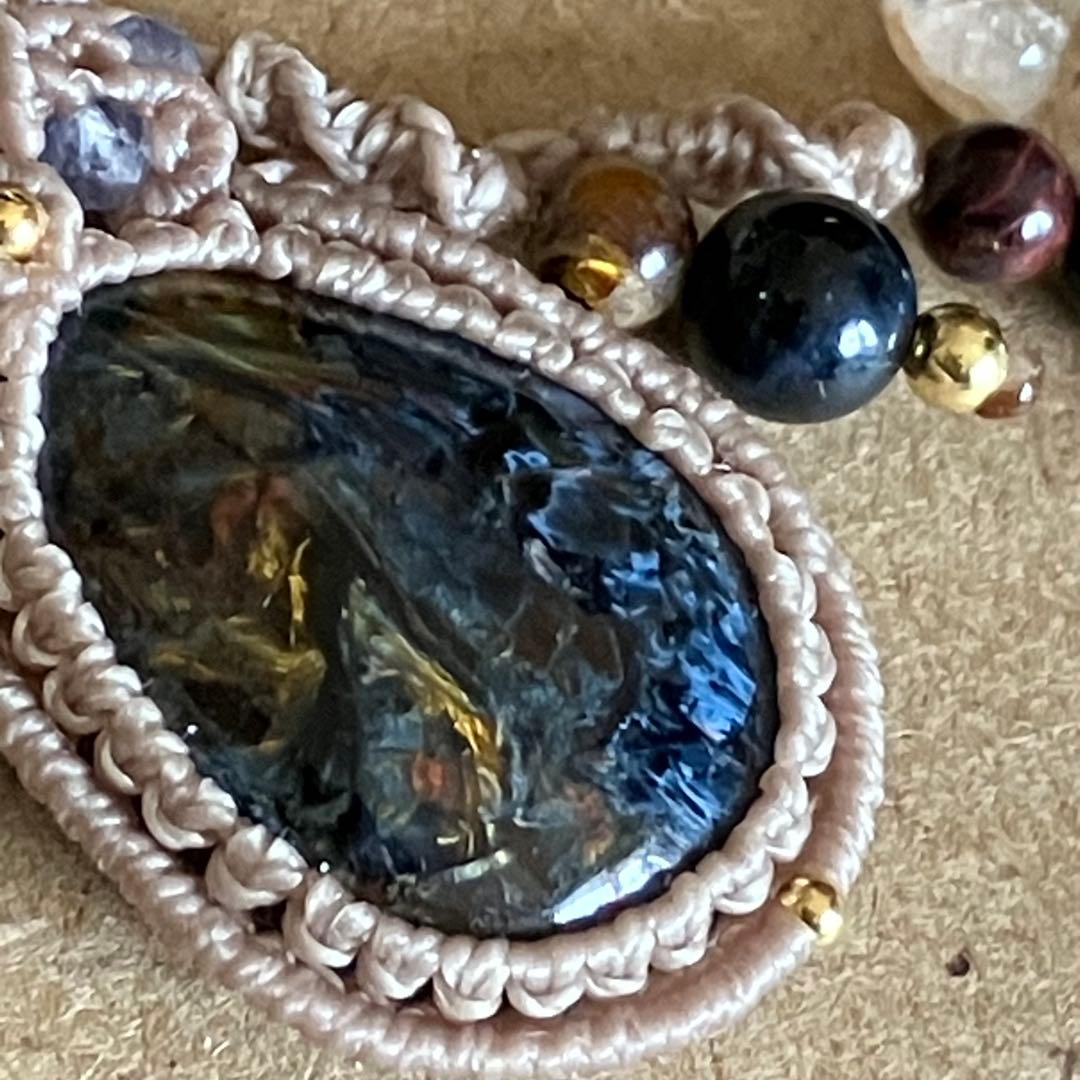 ピーターサイト　 マクラメ　ネックレス　ペンダント　マクラメ編み　天然石