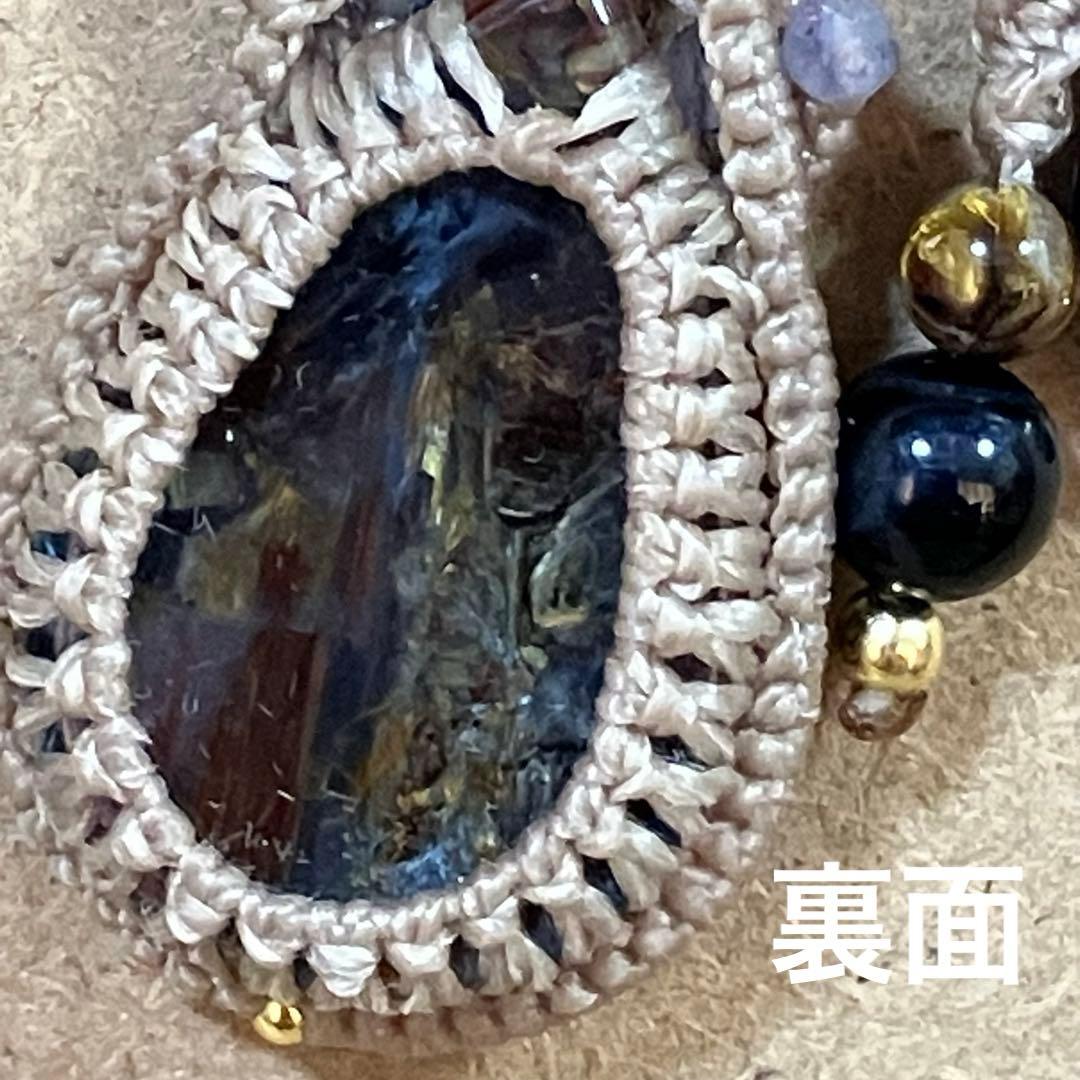 ピーターサイト　 マクラメ　ネックレス　ペンダント　マクラメ編み　天然石