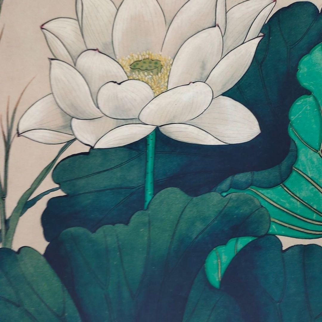 于非庵 荷塘蜻蜓翠鸟图 中国画 掛け軸 水墨画 和室 玄関 茶室 壁掛け 美術品