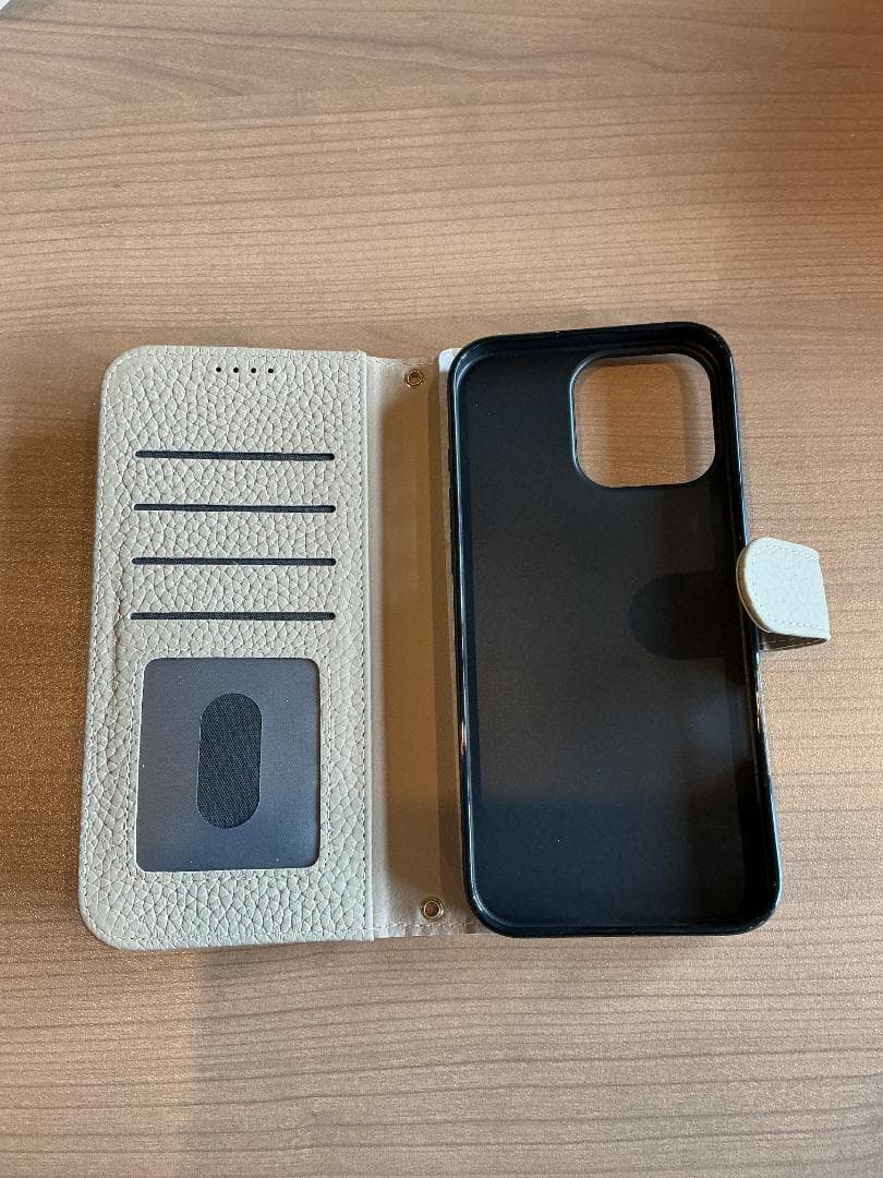 iPhone 16 Pro Max用手帳型ケース 本革 グレー 234K818