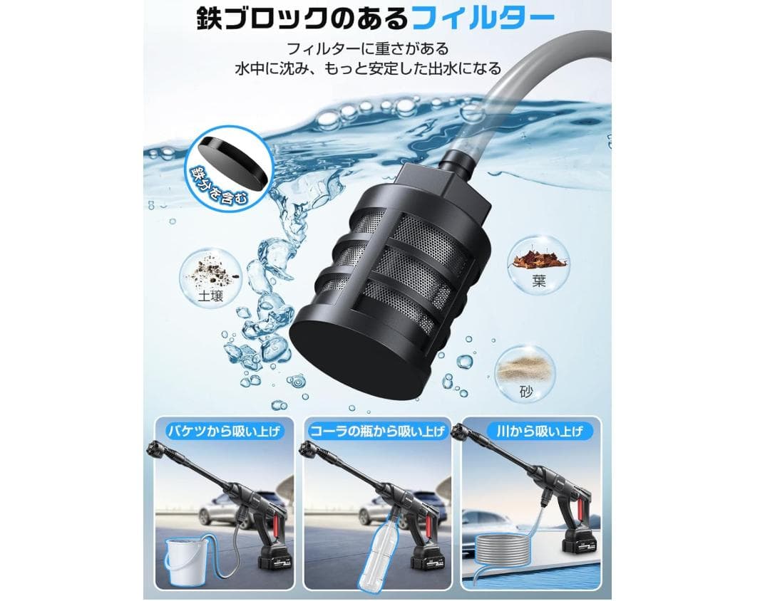 新品未使用✨強力コードレス高圧洗浄機 8MPa 洗車OK