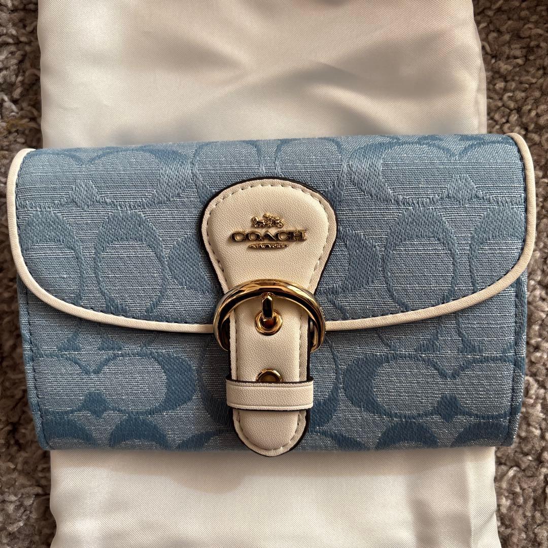 COACH ミニ財布 青 キャンバス