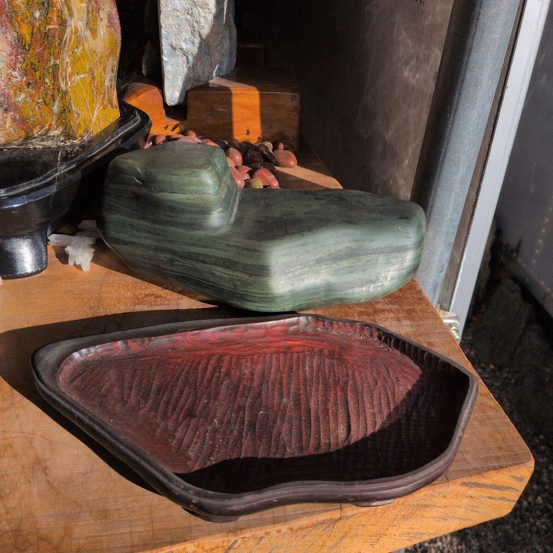 北海道日高産　青虎石　5.1キロ 鑑賞石 石　置物　オブジェ　インテリア